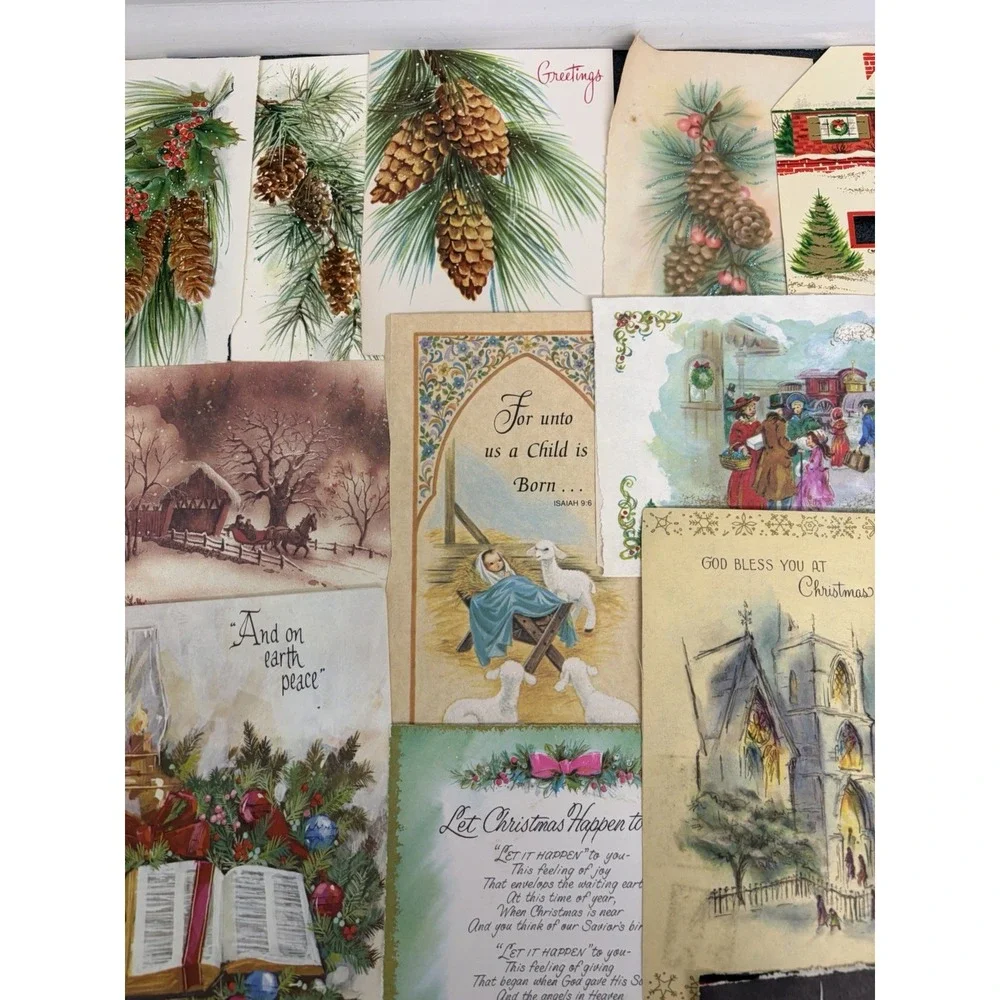 Vintage Retro Christmas Cards Fronts ONLY 1950s 1960s Scrapbooking Crafts 50+